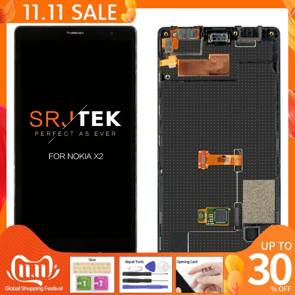 Srjtek Original 4.3" 800x480 IPS LCD For Nokia X2 Dual SIM LCD.