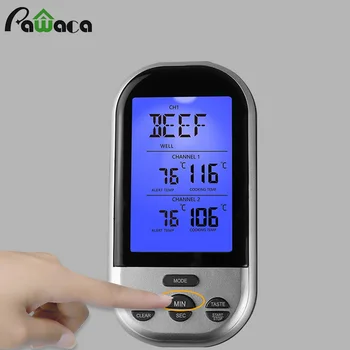 

BBQ Food Thermometer Wireless Dual Channel Fry Grill Oven Gauge Thermometer Electronic Meat Probe with backlight Kitchen Tool