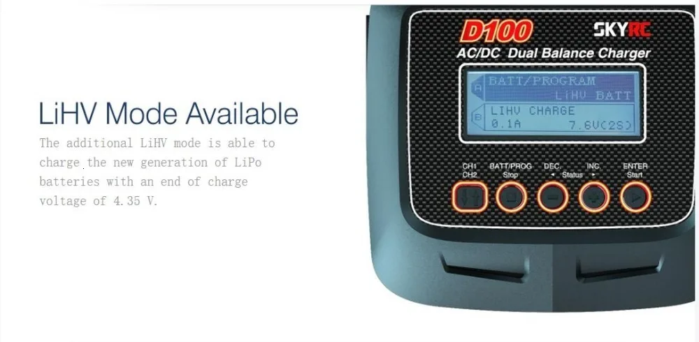 Skyrc D100 зарядное устройство двухканальный AC/DC LiPo 1-6s 2x100 Вт двойной баланс зарядное устройство Dis зарядное устройство Lipo жизнь литий-ионный NiMh PB батарея RC запчасти