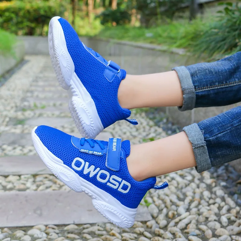 Autumn Children Boy Girl Net Cloth Sneakers Casual Solid Color Letter Pattern Breathable Light Wear-resistant Non-slip Sneakers