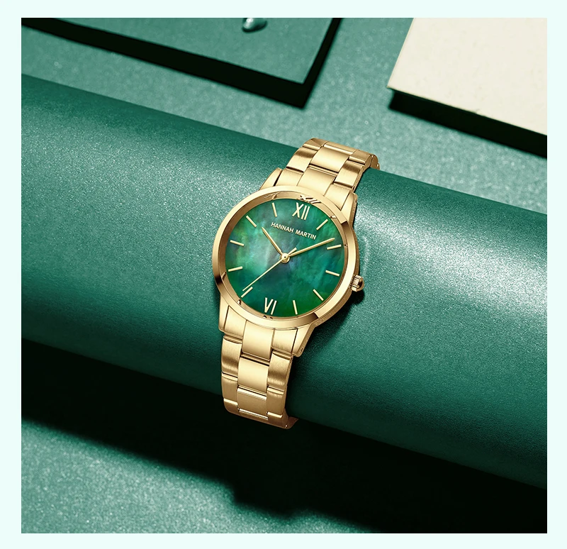 2021 NEW Japan Quartz Pearl Oyster Jade Stone White Shell Waterproof Ladies Full Stainless Steel Classic Wrist Watches for Women