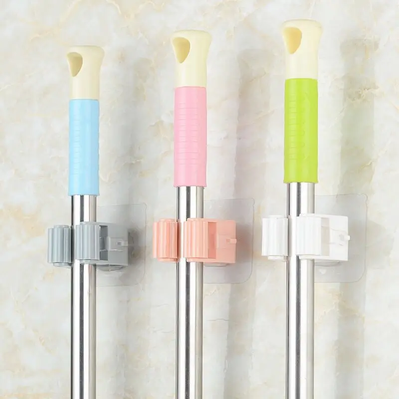 Wall Mounted Mop Organizer Holder Brush Broom Hanger Home Storage Rack Bathroom Suction Hanging Pipe Hooks Household Tools