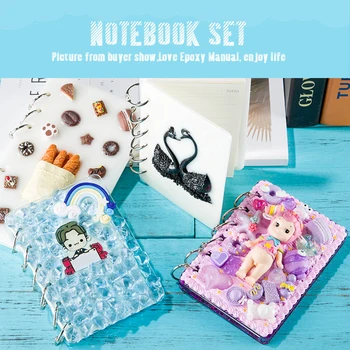 

51Pcs Resin Casting Silicone Molds for Notebook Cover A5 A6 A7 Silicone Bookmark Resin Mold with Book Rings Resin Jewelry DIY