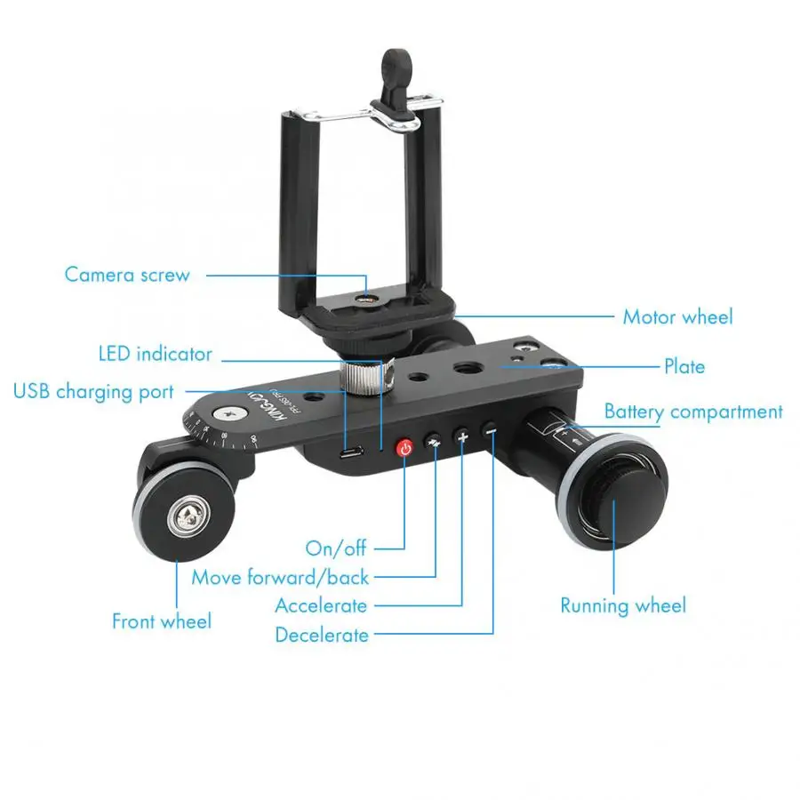 KINGJOY PPL-06S Pro камера слайдер Долли автомобильные рельсы 5 уровней скорости Регулируемая тележка для камеры телефона видеокамеры Dslr