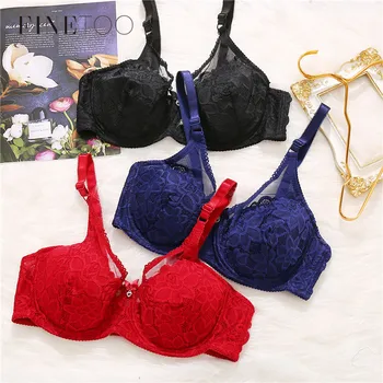 

FINETOO Women's Comfort Lace Bra Sexy Bras For Women Plus Size Bra Female Lingerie C D Cup Large Size Brassiere Ladies Underwear
