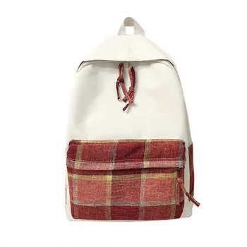 

New Fashion Women's Canvas Backpack female Korean College Student Travel Backpack Bag Casual Wild Plaid Printing Backpack #731