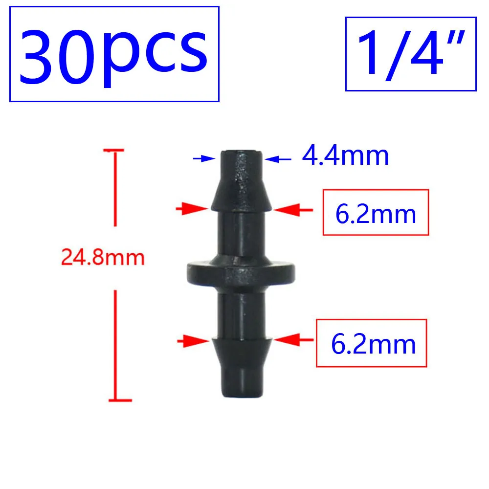 Irrigation Sprinkler 1/8 1/4 Inch Double Barbed Tee Single Elbow Water Pipe Connector Fitting Repair for 3/5 4/7mm Hose Coupler 