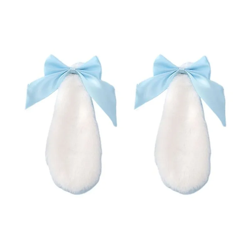 14 Colors Kawaii Women Girls Rabbit Bunny Plush Lop Ears Hair Clips Candy Color Ribbon Bowknot Lolita Cosplay Hair Accessories