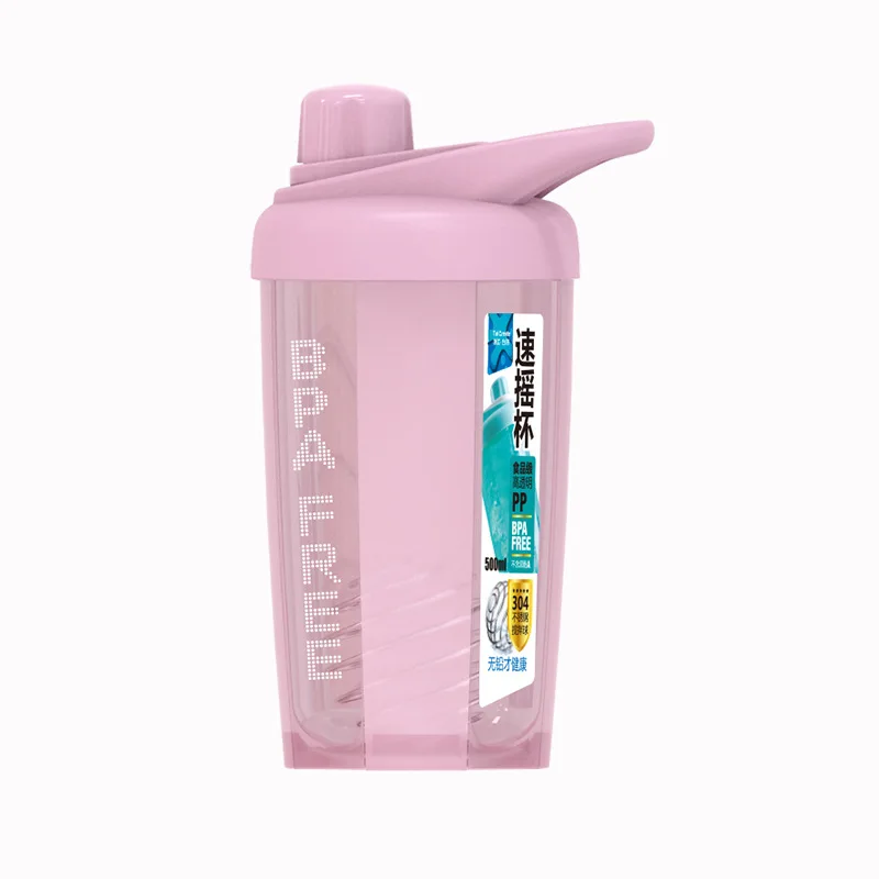 Pink 700ml Протеин шейкер бутылка для воды BPA бесплатно соевый молочный порошок Botella с Нержавеющая сталь шарик с венчиком водные виды спорта+ бутылки подарок - Цвет: Pink