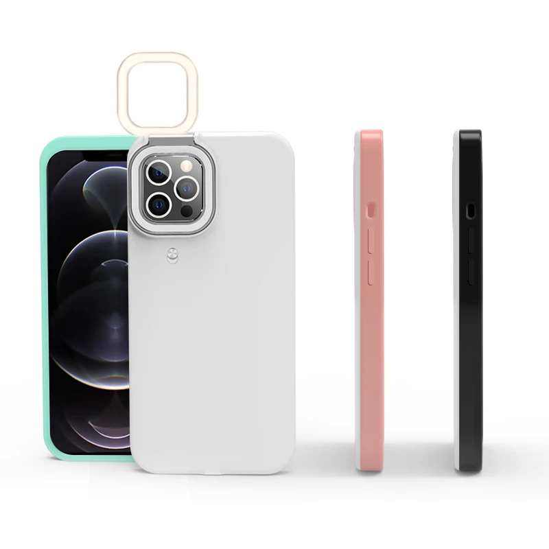 Ring Light Phone Case for iPhone 12 Pro Max 11 Pro Max 7 8 Plus X XR Xs Fill Light Selfie Beauty Ring Flash Capa
