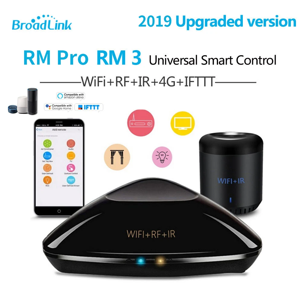

Broadlink RM Pro 433/315Mhz Original Smart Home RM Mini 3 WiFi IR RF 4G Voice Remote Control Compatible with Alexa Google Home