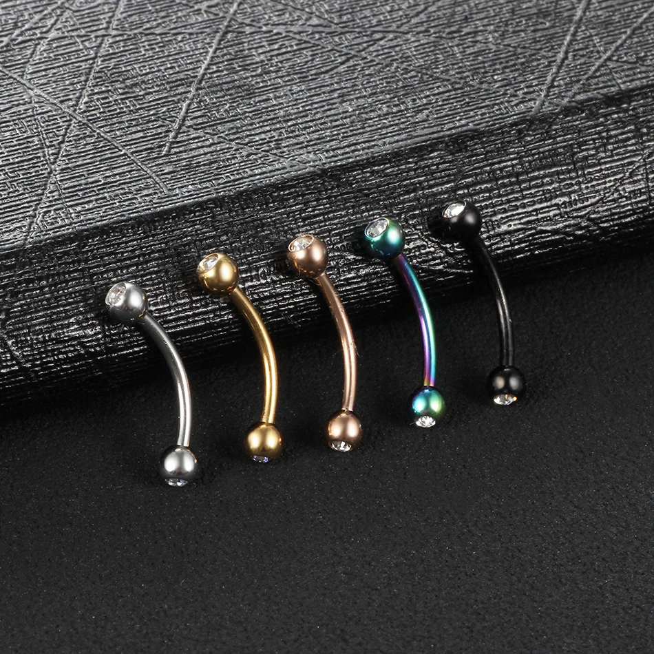 Stainless Steel Crystal Eyebrow Piercing Curved Barbell Banana Earring Lip Nipple Belly Button Pircing Daith Helix Jewelry 1PC,piercing jewelry,body piercing earrings,ear piercing jewelry,metal jewelry,belly button earrings,belly button piercings,body piercing jewelry,body jewelry