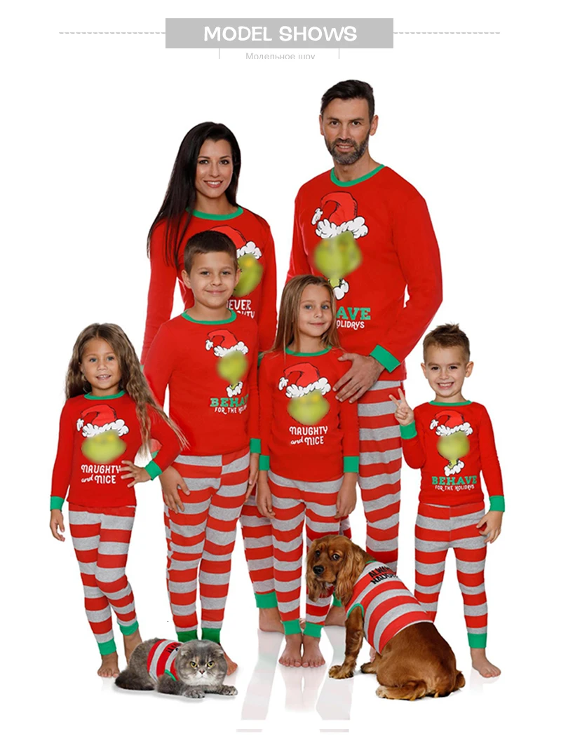 Животных Семья Домашняя одежда наборы Хлопковая пижама, костюм на Рождество, для родителей комплекты детской одежды для мальчиков и девочек, комплект одежды
