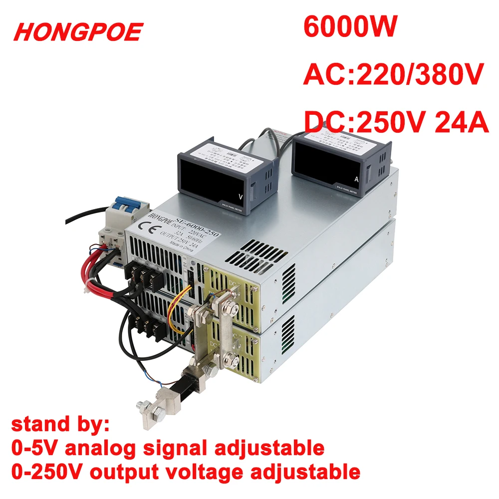 Fonte de Alimentação Controle de Sinal 6000w de Alta Potência Ajustável Analógico 220v Ac-dc 24a Transformador Motor Led 250v 0-250v 0-5v 36 250v 24a 6000w de alta potência transformador motor led