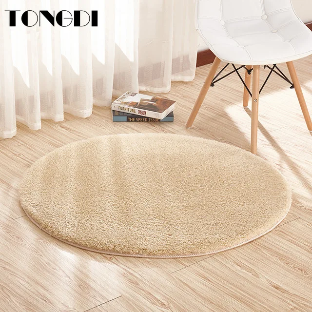 

TONGDI Round Carpet Mat Soft Pashmina Plush Suede Absorbent Anti-slip Rug Decor For Home Bathroom Parlour Living Room Kitchen