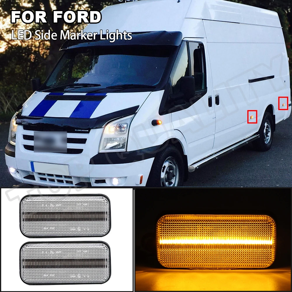 Canbus Amber Led Side Marker Lights Lamps Clear Lens For Ford Transit Mk6 20002006 Mk7 2006