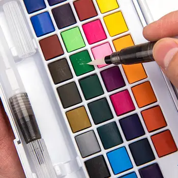 

12/18/24/36 Colors Portable Solid Watercolor Paint Drawing Brush Pen Pigment