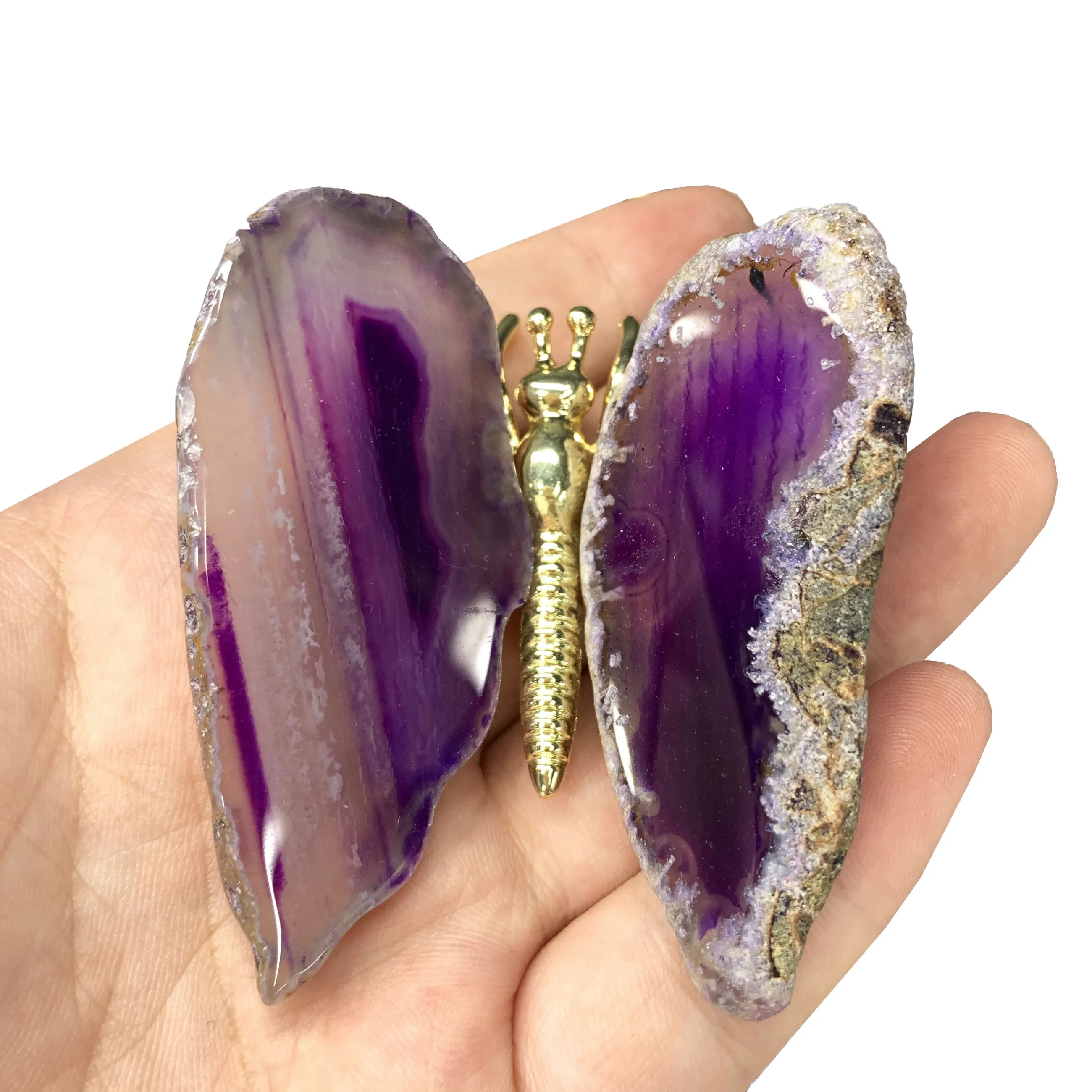 Натуральный камень и минеральное украшение пурпурный агат Бабочка хрустальный