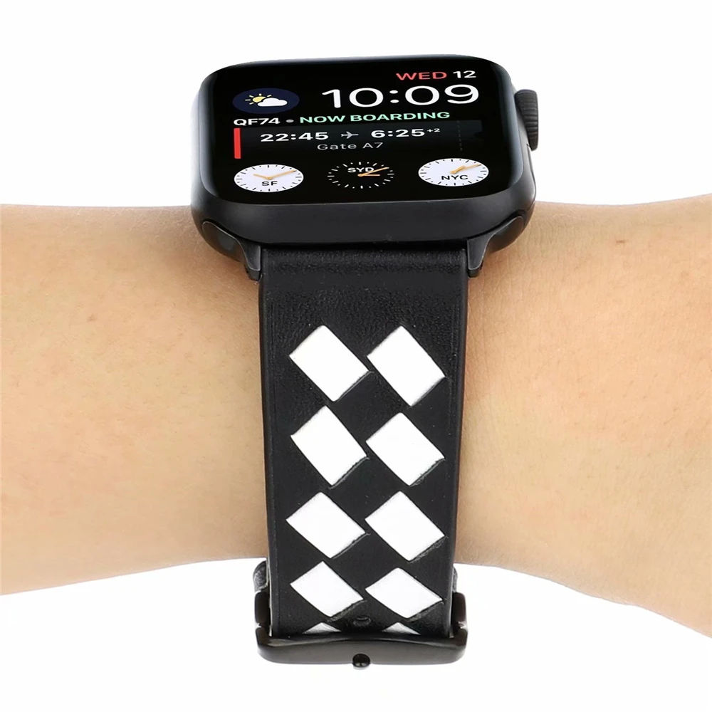 Кожаный браслет совместимый с Apple Watch 4 5 38 мм 40 42 44 для iWatch ремешок серии 3 2 1
