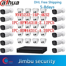 Dahua NVR 32CH комплект 4K видео рекордер NVR5232-16P-4KS2 и Dahua 4MP IP камера 12 шт. IPC-HFW5431R-Z и 20 шт. IPC-HDW4431C-A