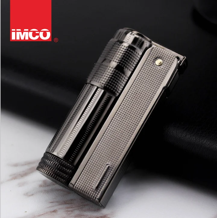 Натуральная IMCO 6700 нержавеющая сталь бензиновая зажигалка; многоразовый кремневый шлифовальный круг масло бензин прикуриватель - Цвет: Черный
