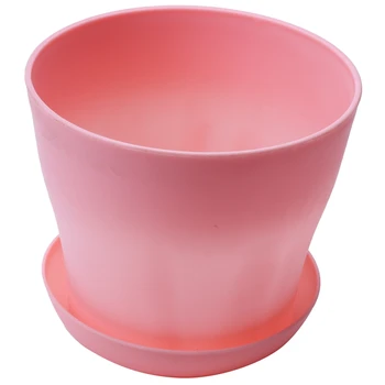 

Plastic Plant Flower Pot Planter With Saucer Tray Round Gloss Home Garden Decor, Pink Upper Caliber -, 14cm / 5.51"-Dropship