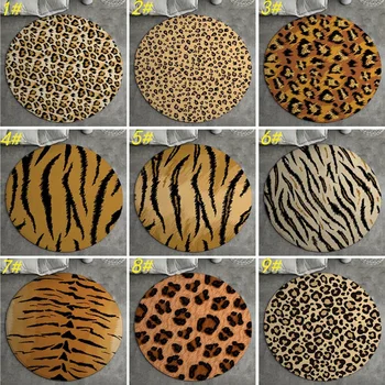 

Round Floor Mat Tiger Leopard Printed Absorbent Shower Bath Mat Toilet Rugs Kitchen Carpet Living Room Rug Tatami Round Door Mat