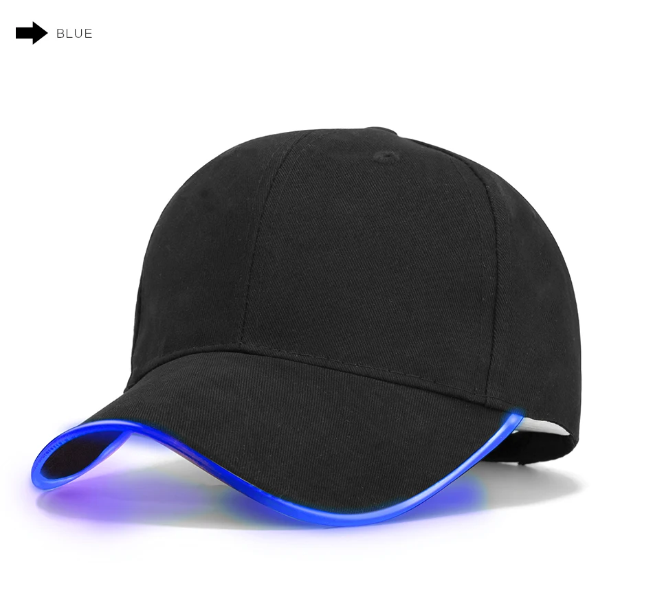 Новая мода Панк стиль светодиодный свет бейсбольная шляпа светящаяся Кепка модная бейсболка кепка оптоволоконная шляпа Туризм