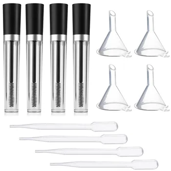 

4PCS 7.5ml Empty Mascara Tube Container Bottle with Wand + 4PCS Funnels + 4PCS 3ml Transfer Pipettes for Travel Daily Use