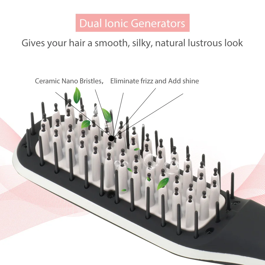 Hair Diva 2 in 1 Ionic Straightening Brush With Anti Scald Ceramic LCD Hair Straightener Brush Hot