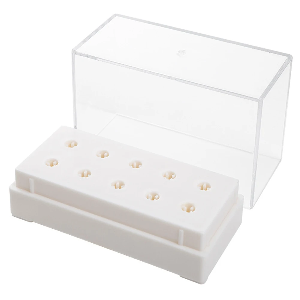 10 отверстий для полировки ногтей сверлильные головки бит ящик для хранения держатель дисплей инструменты для дизайна ногтей