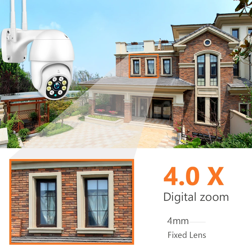 5MP PTZ Wifi IP Camera 1080P Outdoor 4X Digital Zoom Security CCTV Camera AI Human Detect Auto Tracking P2P Wireless Camera