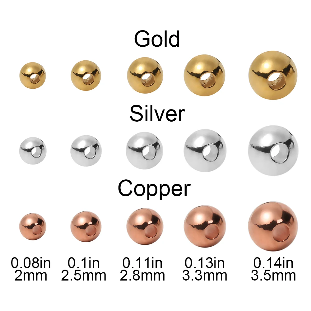 Tungsten Slotted Beads 2/2.5/2.8/3.5mm Gold Silver Copper Fly Tying Material Weight Fast Sink Jig Hook Ball Fishing Tool 25pcs