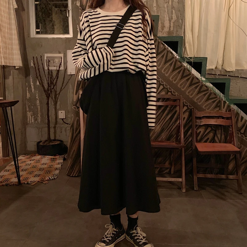Faldas mujer moda женская одежда повседневные Карманы корейский стиль сафари эластичная юбка с высокой талией ulzzang Harajuku длинные юбки