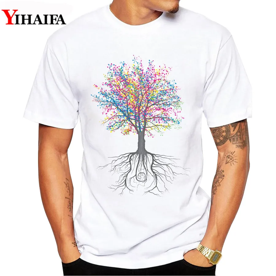

YIHAIFA Brand Men T Shirt Colorful Tree gym Print Graphic Tee Oversized Cotton S 4XL 5XL T-Shirts Summer Casual Tops