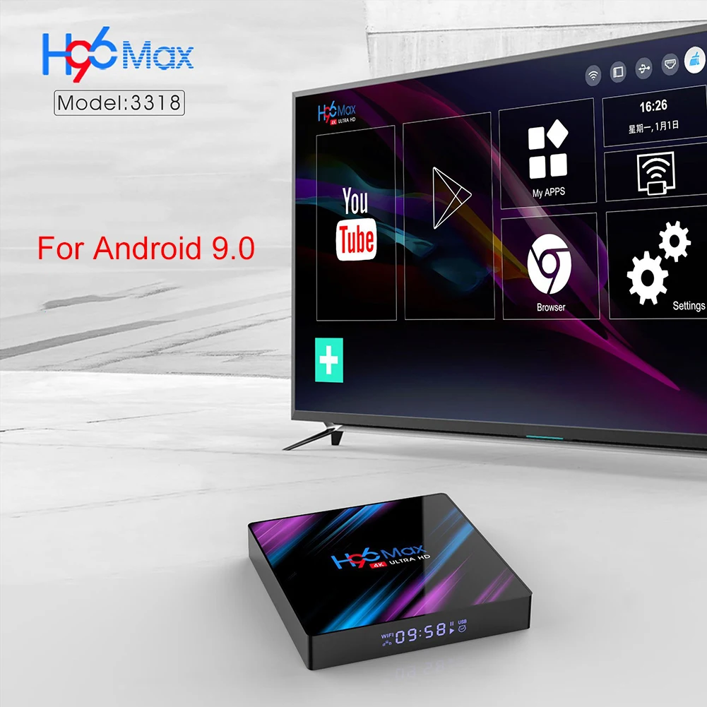 H96 Max HD 4K двухдиапазонный 2,4G/5G WIFI светодиодный дисплей ТВ коробка для системы Android 9,0