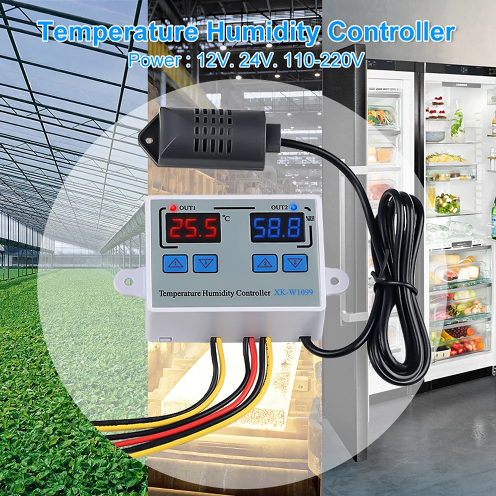 AC110-220V DC24V 12 В 10A XK-W1099 контроль температуры светодиодный дисплей термостат с нагревом/охлаждающим прибором