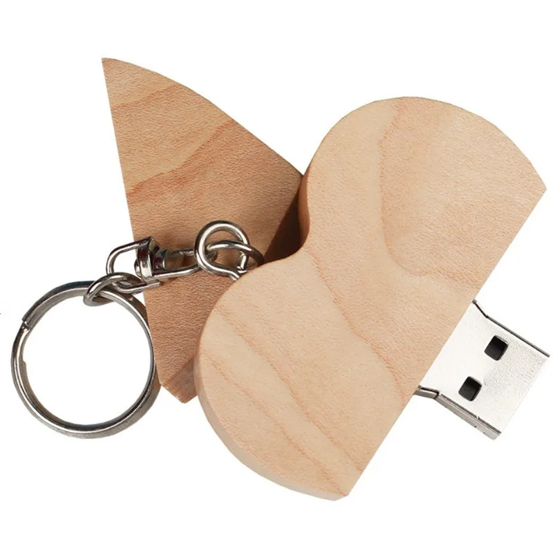 Деревянный любящий сердце usb-диск usb 2,0 4 ГБ 8 ГБ 16 ГБ флеш-накопитель 32 Гб 64 Гб 128 ГБ usb флэш-накопитель Флешка Пользовательский логотип свадебный подарок