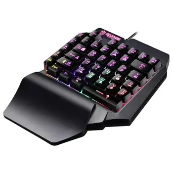 

DishyKooker Mini Gaming Keyboard Mobile Tablet One-handed Wired Game Keypad for LOL PUBG CF Game Colorful Backlight Keyboard