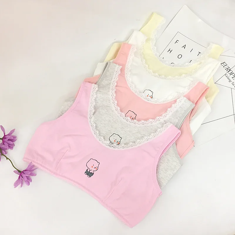 Development Period Junior High School Young STUDENT'S Pure Cotton Vest GIRL'S Underwear Cartoon-Cotton Girls Girl'S Small |
