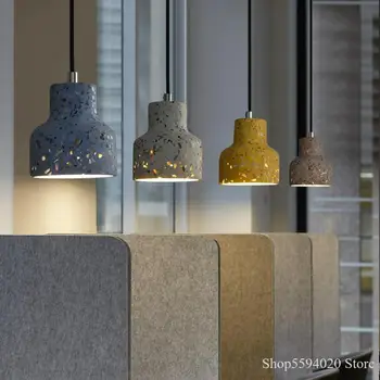 

Cement Pendant Lamp Creative Bedroom Hanging Light Fixture Nordic Semi-transparent Dining Room Color LED Bar Luminaire Suspendu