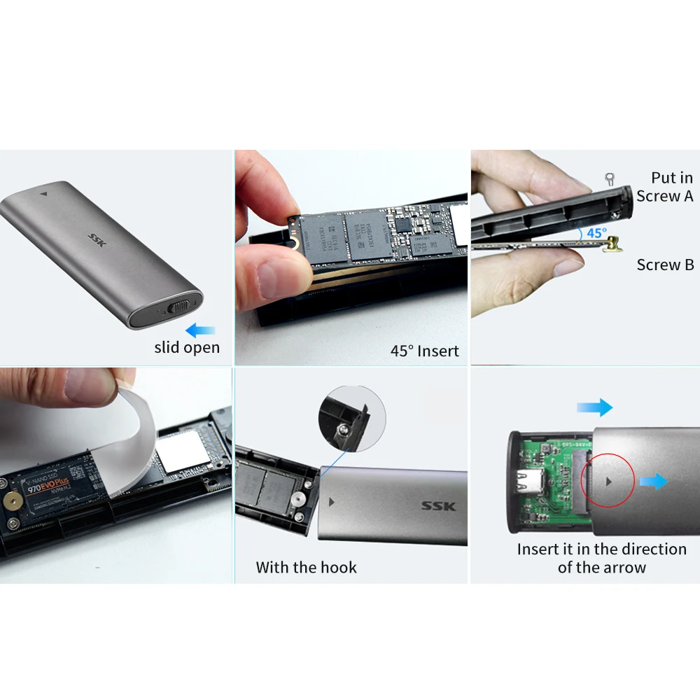 SSK   ġ USB 3.1-M.2 NGFF SSD Ŭ ,  SATA  M.2 ָ Ʈ ϵ ̺ Ŭ