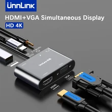 

Unnlink Type C to HDMI VGA USB 3.0 3.5mm Jack PD 55W Converter USB C Hub External Graphics Card For U disk PC TV