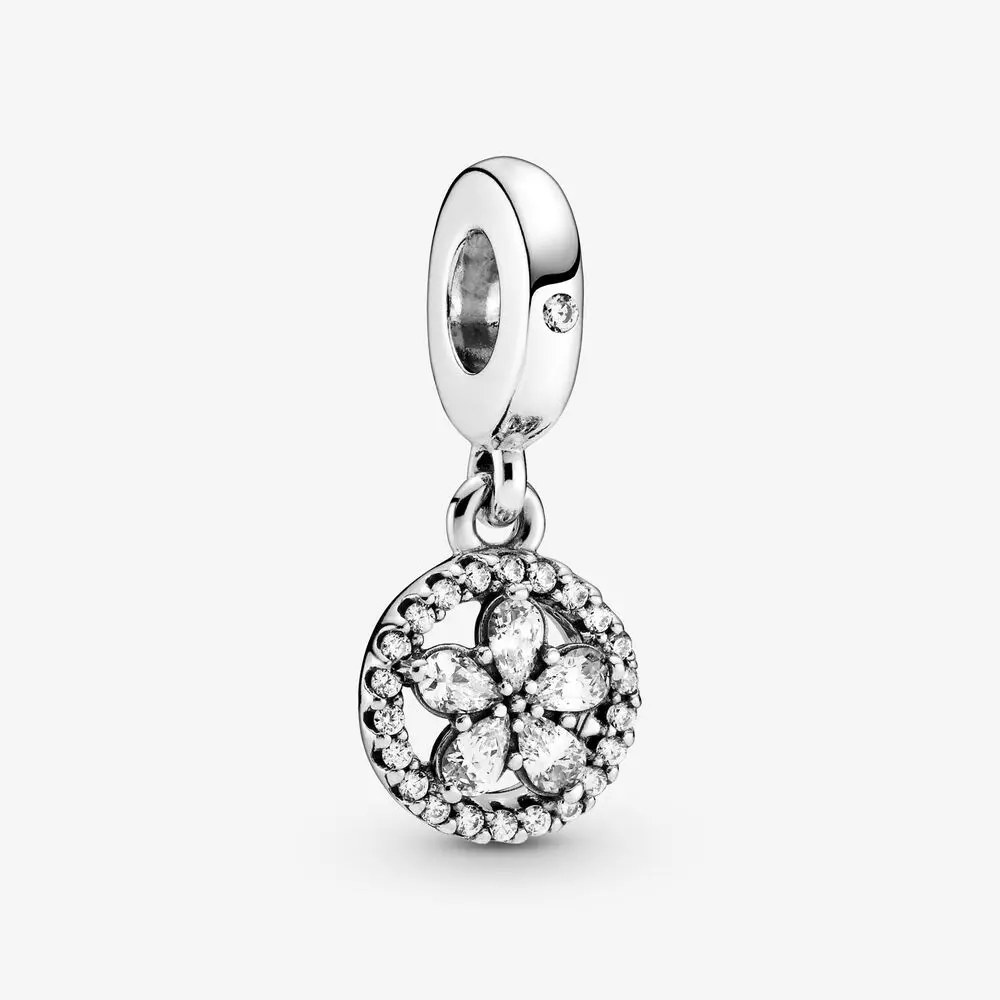 

Authentic 925 Sterling Silver Sparkling Snowflake Circle Dangle Charms Fits Europe Bracelet Charmsy Beads DIY Jewelry Making