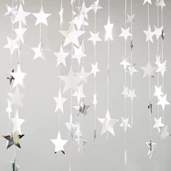 Elegant Paper Star Garland Banner for Celebrations and Events Decor (Star silver)