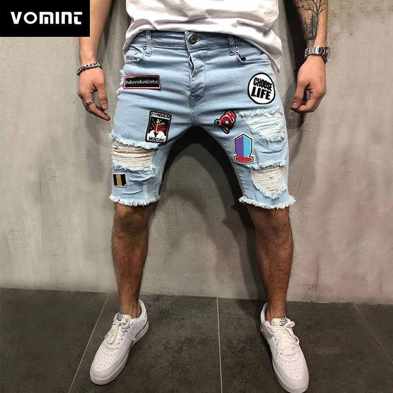 VOMINT Men Cotton Distressed Denim Shorts Ripped Jean Male Casual Holes Pants Summer Short Mens Jeans VOMINT Men Cotton Distressed Denim Shorts Ripped Jean Male Casual Holes Pants Summer Short Mens Jeans