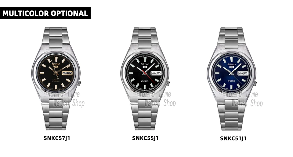 Seiko 5 Automatic Blue Dial Stainless Steel Men's Watch Made In Japan  Snkc51j1 Snkc55j1 Snkc57j1 - Mechanical Wristwatches - AliExpress