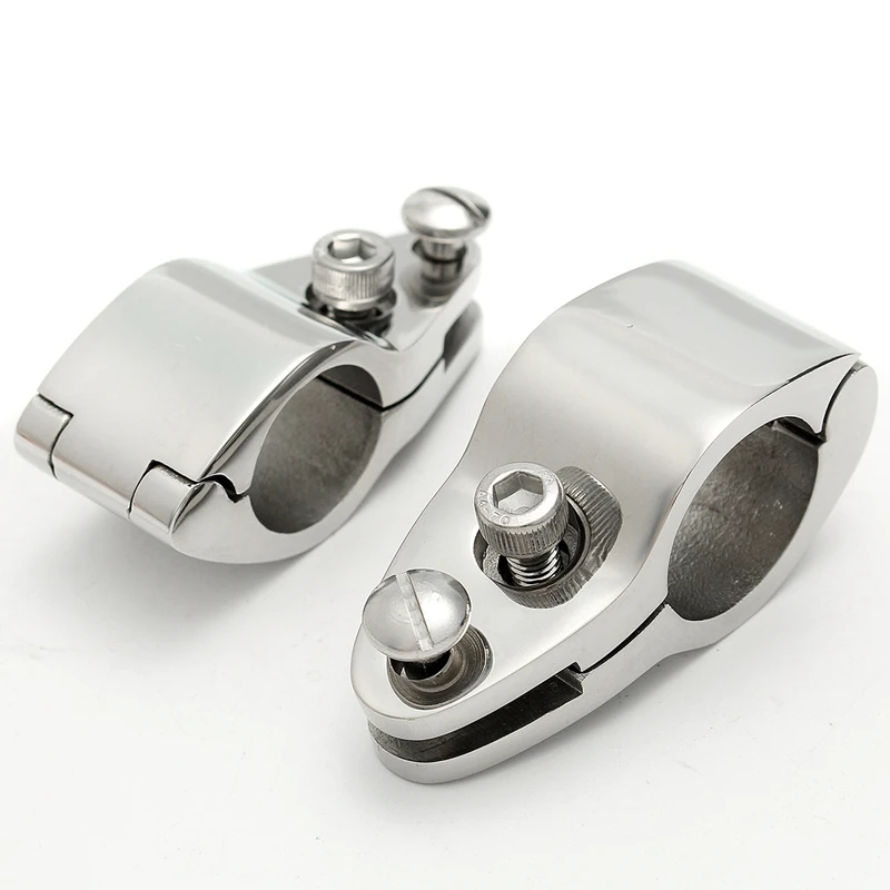 316 Stainless Steel Fitting Boat Bimini Top Hinged with 2 Screws Jaw Slide Easy Install Marine Hardware-25Mm