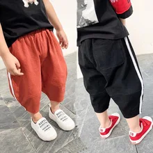 Детская одежда в Корейском стиле; коллекция года; сезон лето; стиль; Лидер продаж; Детские хлопковые льняные капри; средний размер