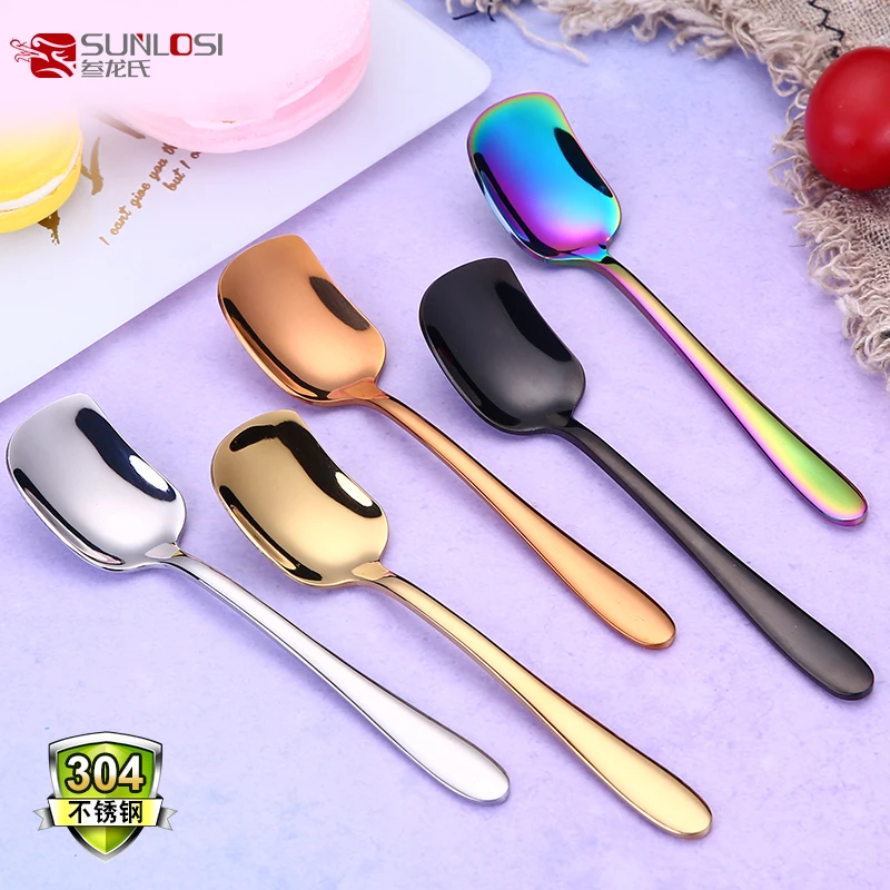 Creative 304 Stainless Steel Spoon Fork Coffee Cake Dessert Tea Ice Cream Forks Spoons Stirring Luxury Tableware Household